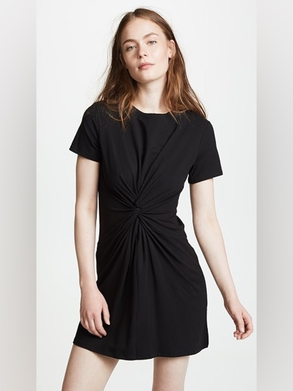 Theory Black Twist-Knot Short Sleeve Dress
